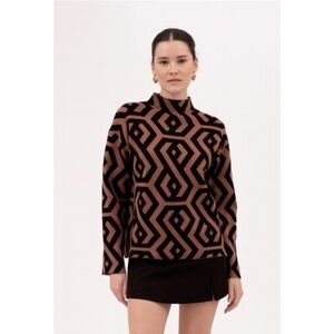 Geometric Patterned Sweater - Black and Brown